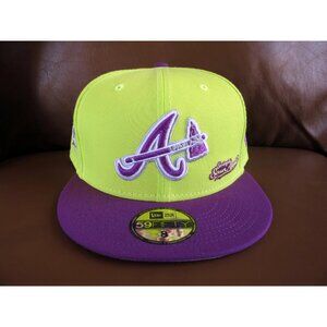 Atlanta Braves x Big League Chew SOUR APPLE New Era 59FIFTY 5950 Fitted Cap sz 8